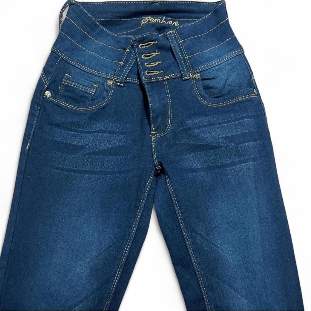 BAMBOO High Rise Blue Jeans with Vintage Wash